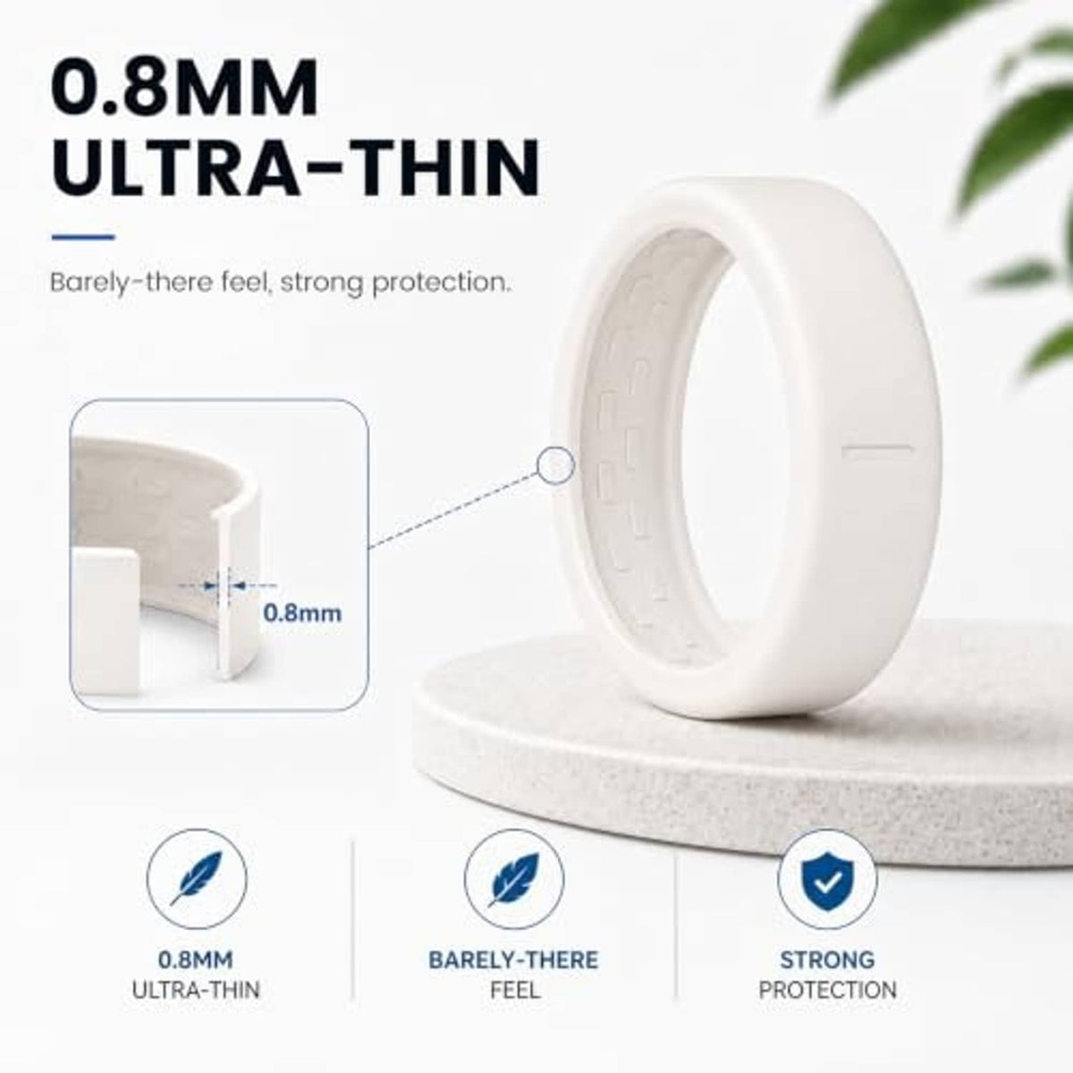 Ultra-thin white ring protector cover with smooth outer finish and textured inner ring.