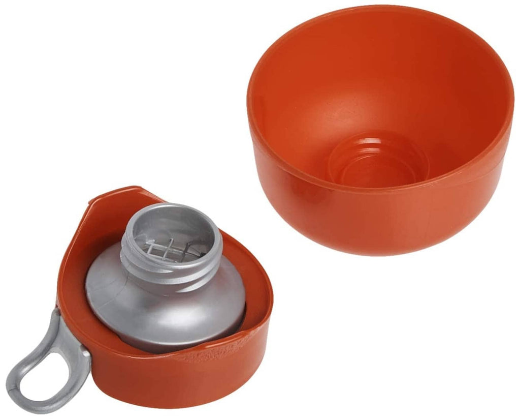 Orange QuikTop can cap with open top and metal loop handle