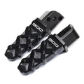 Black motorcycle frame sliders, CNC metal pair with mounting brackets