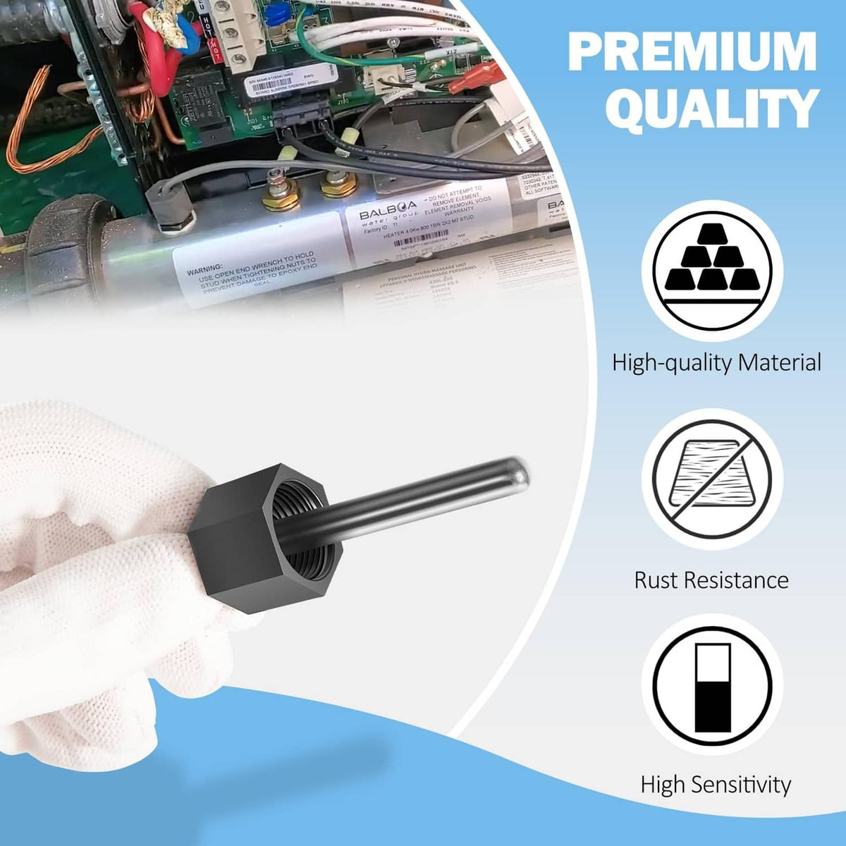 Replacement sensor probe and mount cap being inserted into heater housing