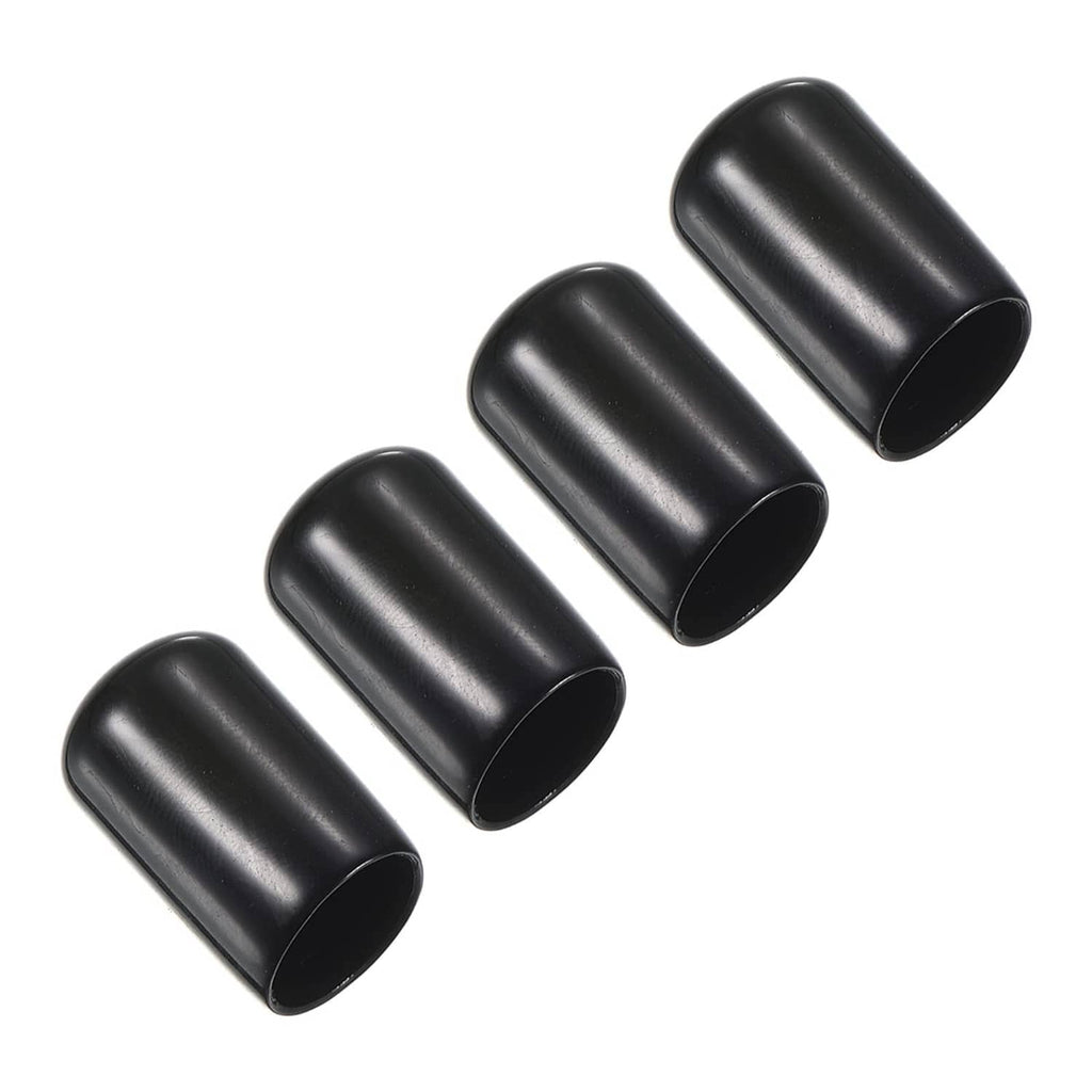 Black 13mm pool cue tip protector caps, rounded end, 4-pack