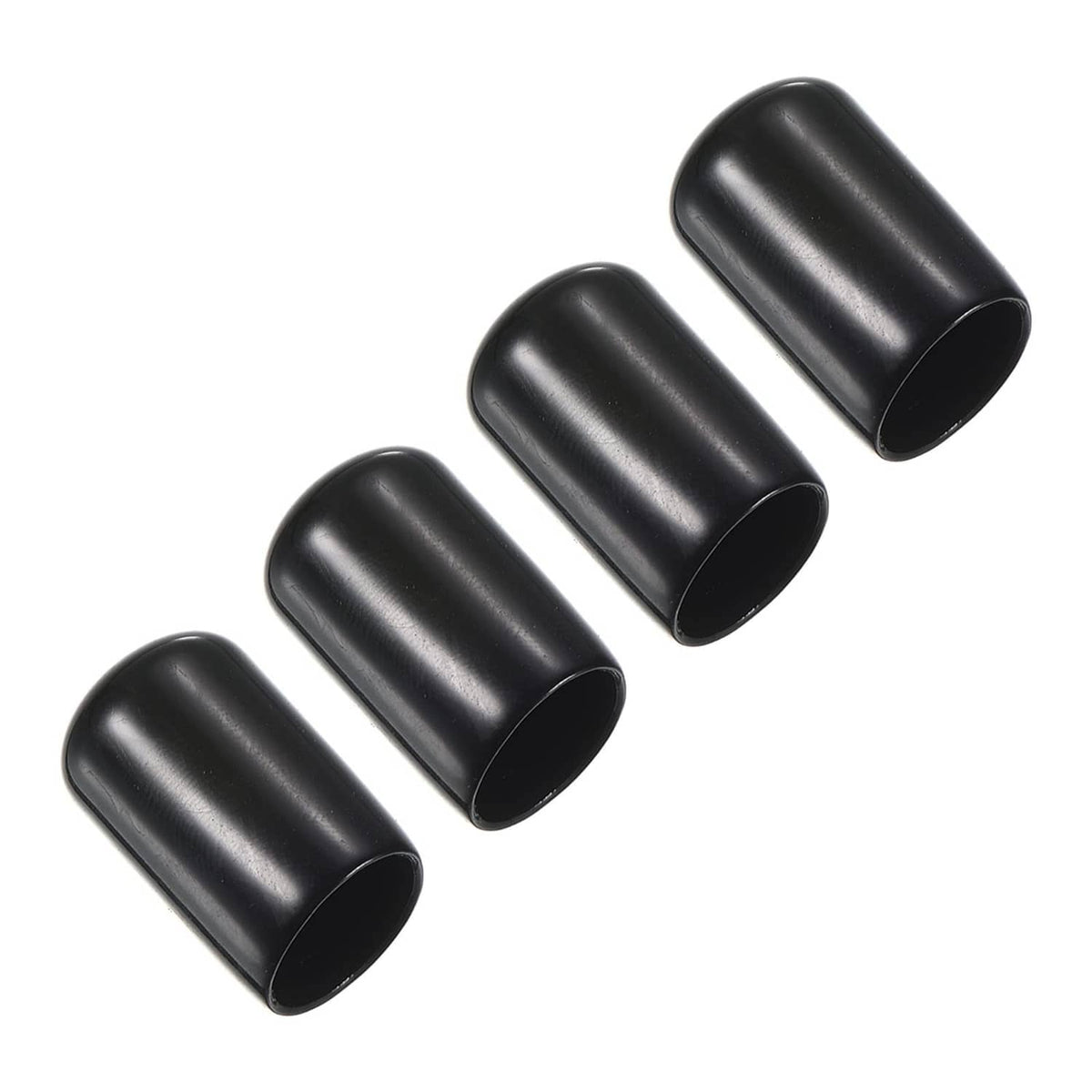 Black 13mm pool cue tip protector caps, rounded end, 4-pack