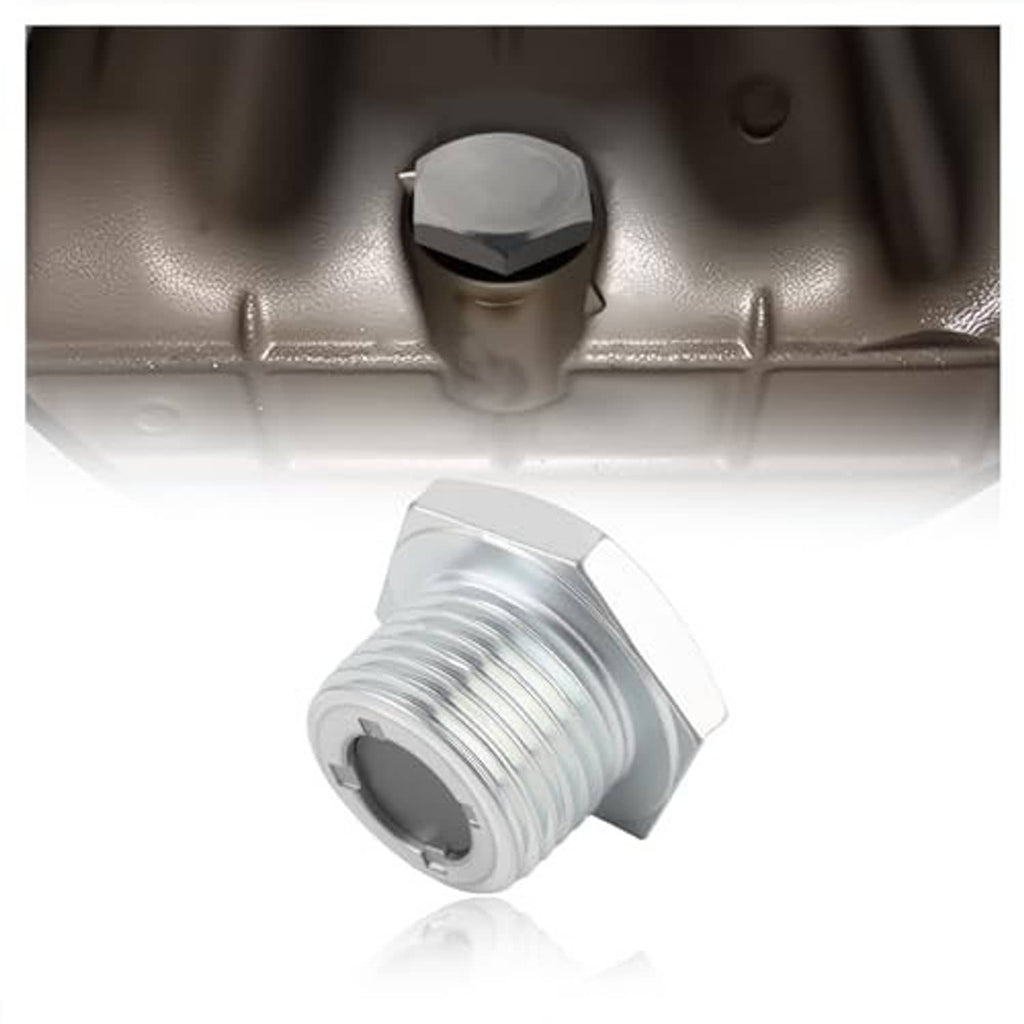 Hex-head magnetic drain plug with silver threaded body for rear differential