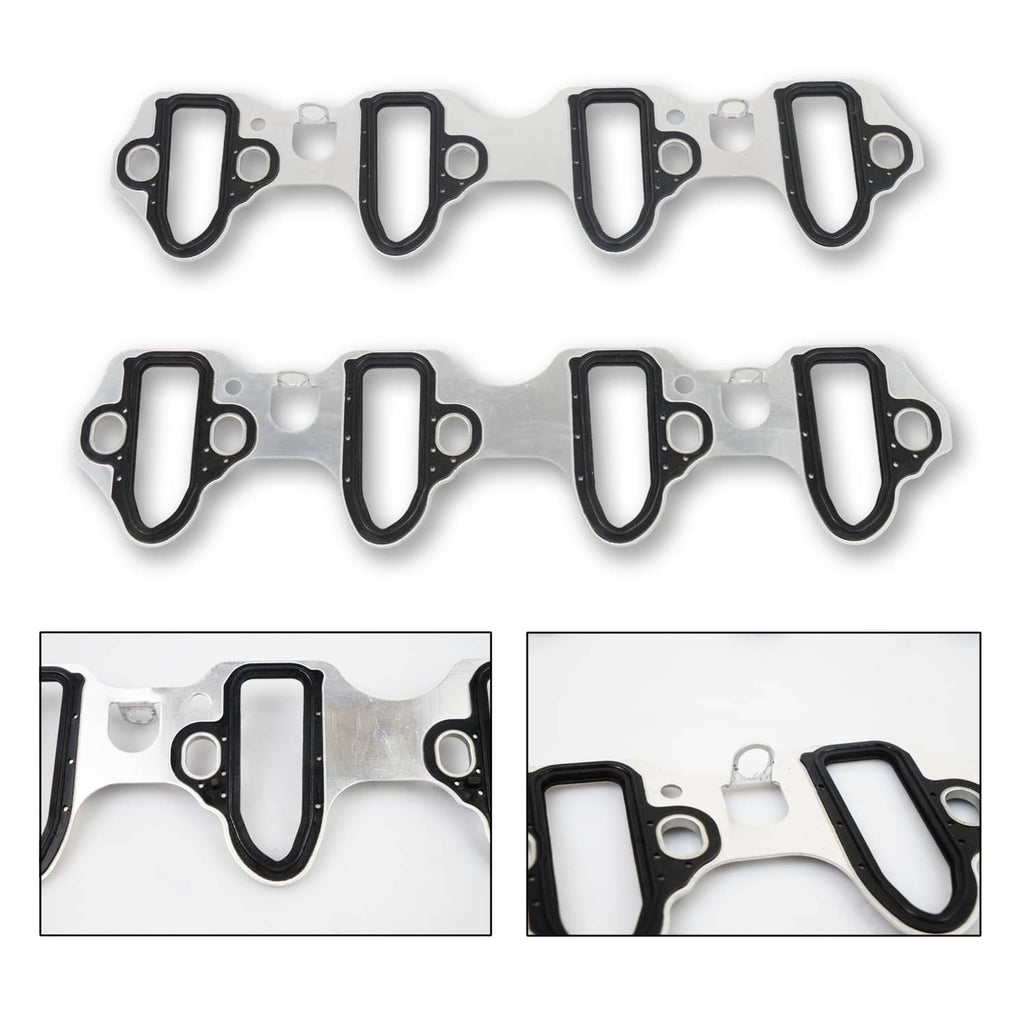 Fel-Pro intake manifold gasket set in sections, gasket strips with black rubber edges and small O-ring