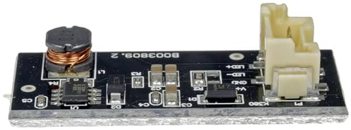 LED tail light control PCB with copper inductor and dual white plug connectors