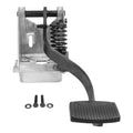 Clutch pedal assembly with metal bracket, black rubber pad, and return spring