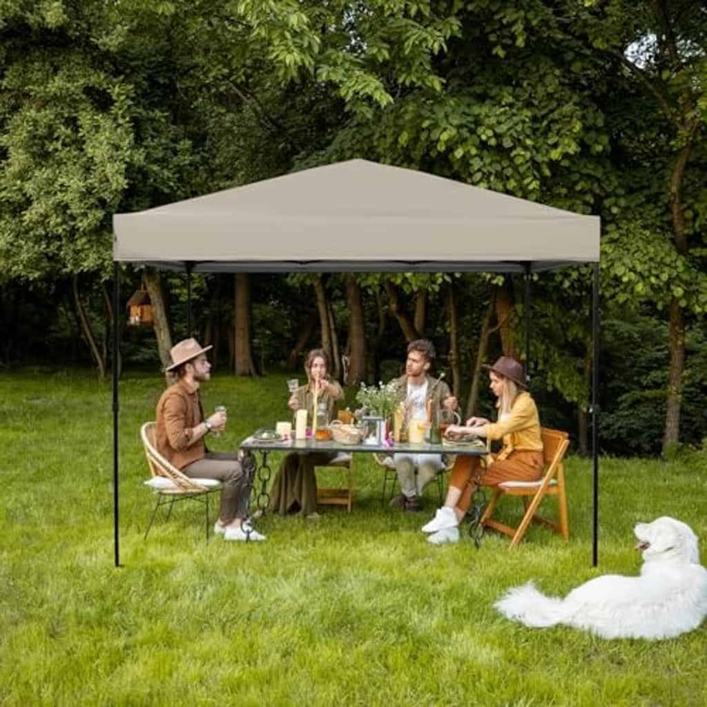 Beige pop-up canopy replacement top for outdoor tent use with weather-resistant fabric