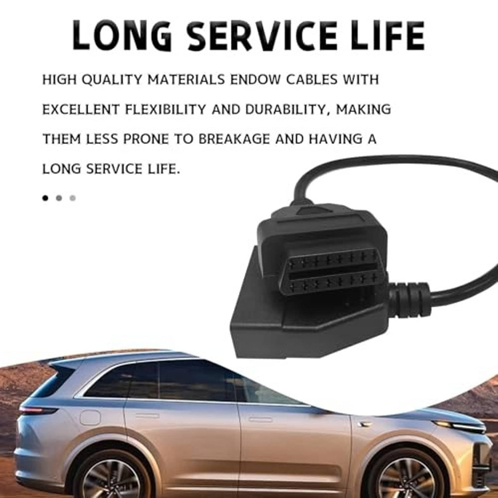 Black OBD adapter cable with 16-pin connector block and 12-pin plug on cable