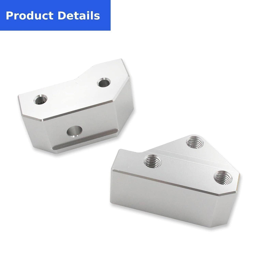 Knock sensor relocation bracket, two silver metal mounting brackets with holes