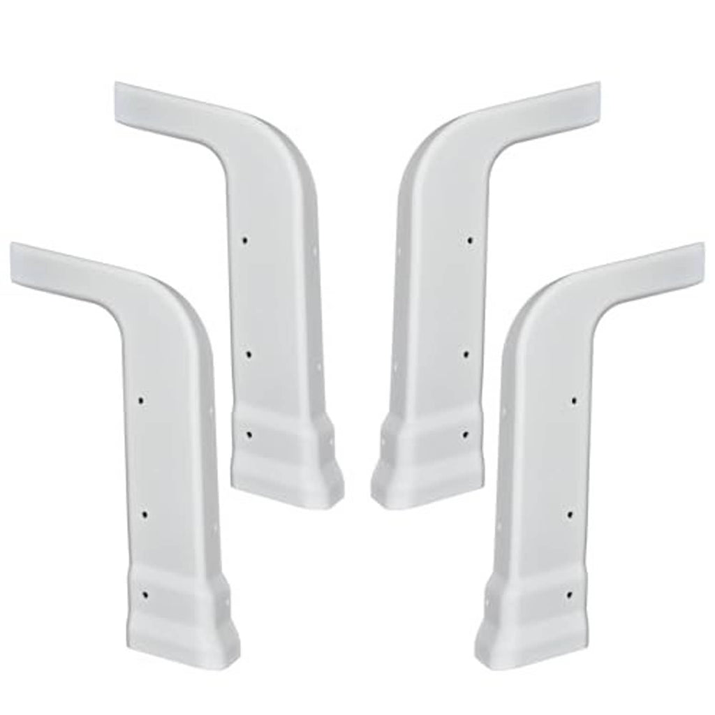 White RV roof corner cap set, curved end covers with screw holes