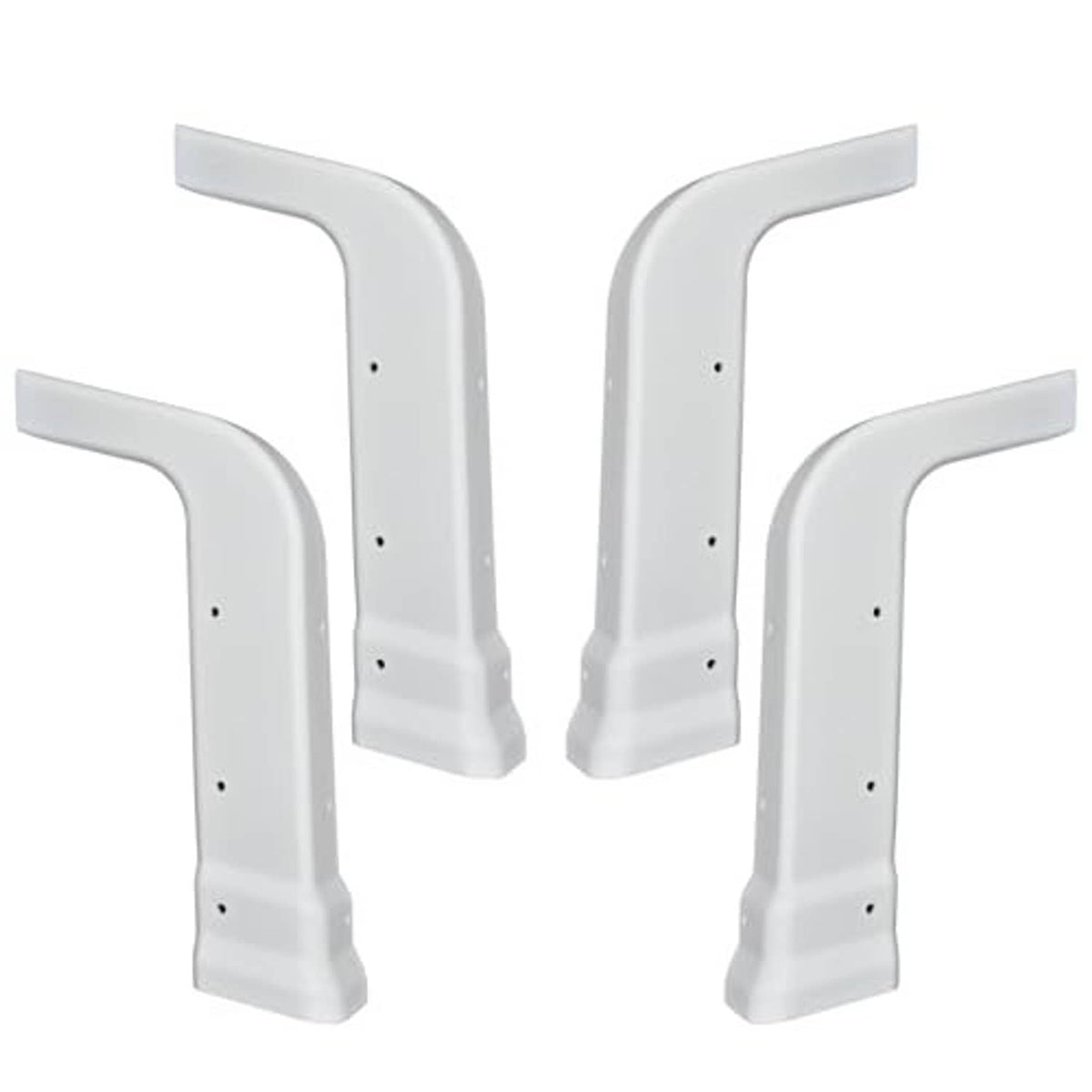 White RV roof corner cap set, curved end covers with screw holes