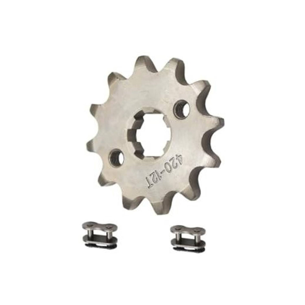 Steel 420 chain front sprocket cog, 12T, 17mm bore with side pin holes