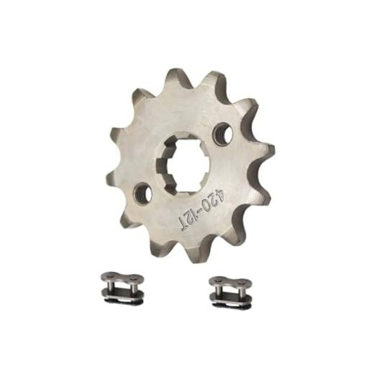 Steel 420 chain front sprocket cog, 12T, 17mm bore with side pin holes