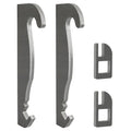 Steel quick attach mounting bracket set with curved hook and small notch, dark gray