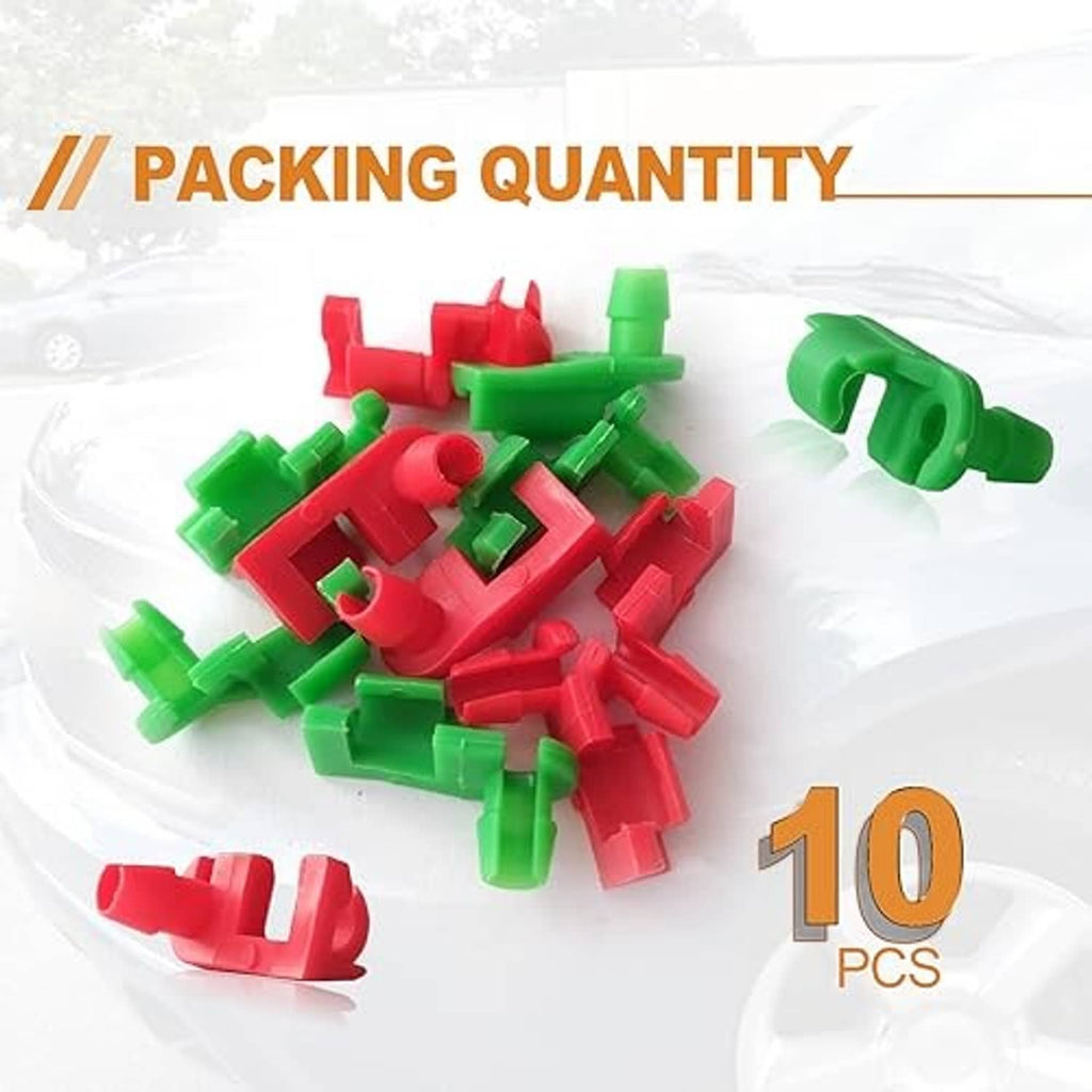 10-piece tailgate handle rod clip set in green and red