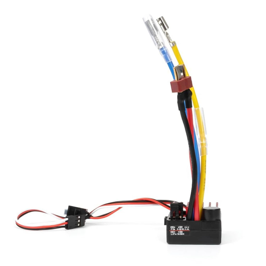 RC ESC speed controller with black case, wiring harness, and red/blue signal connectors