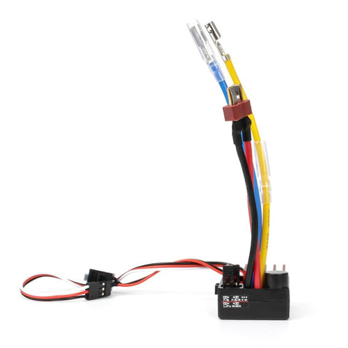 RC ESC speed controller with black case, wiring harness, and red/blue signal connectors