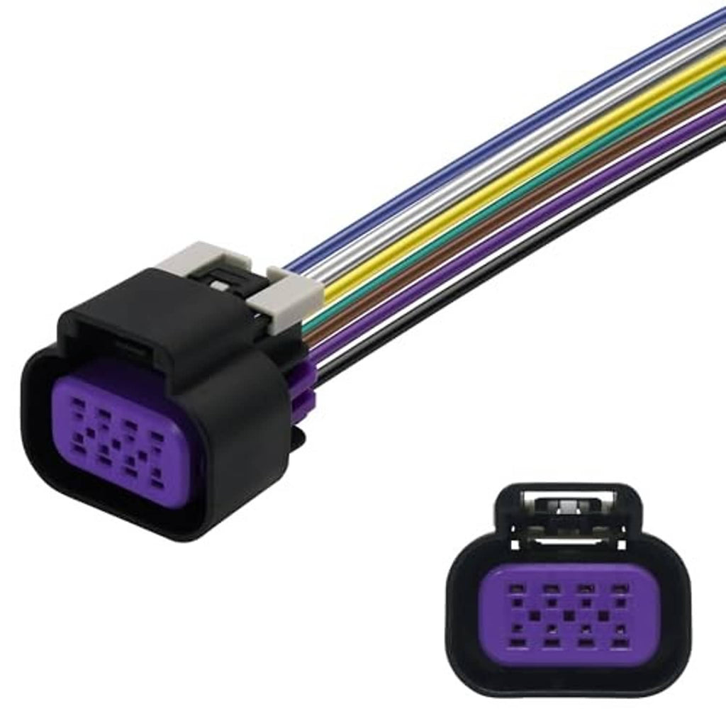 Throttle body connector pigtail with 8-wire harness; purple 8-pin plug and connector