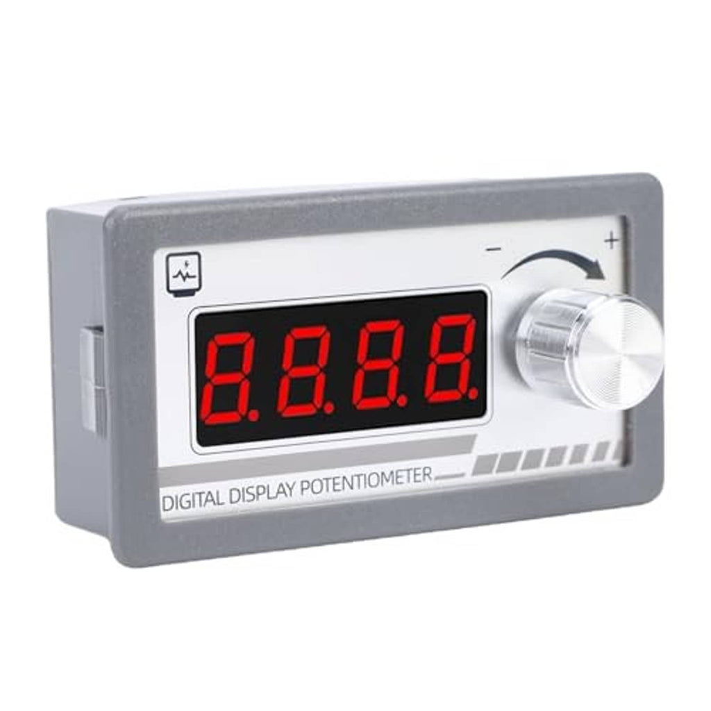 Digital display potentiometer with red LED 8.8.8.8 display and silver knob in gray bezel