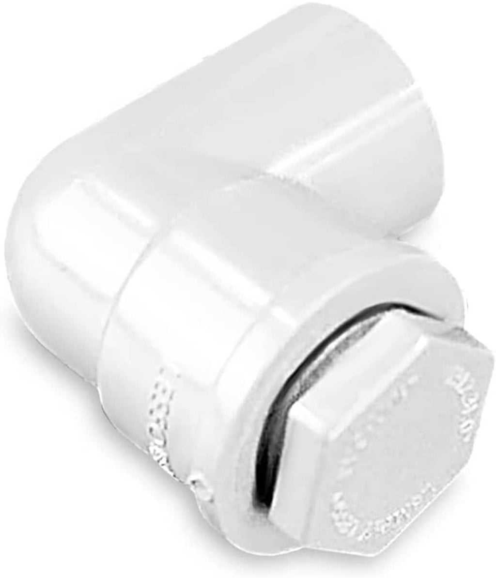 White PVC male threaded end cap, MNPT 3/4, end view with molded edges