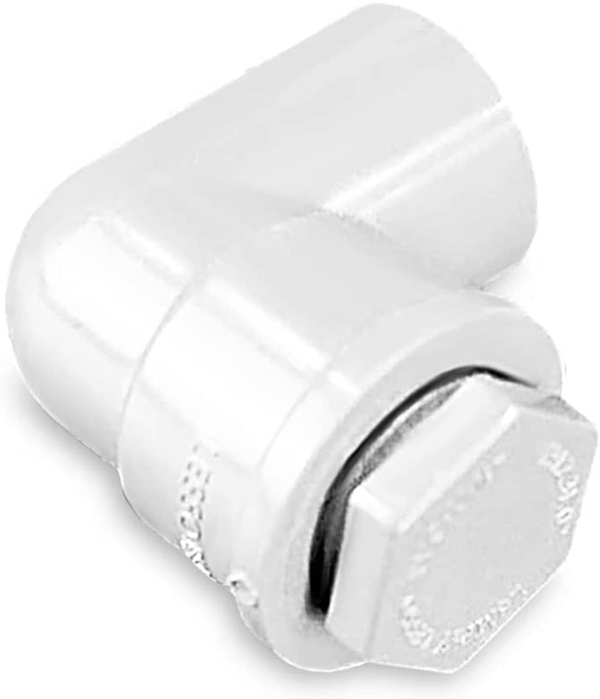 White PVC male threaded end cap, MNPT 3/4, end view with molded edges