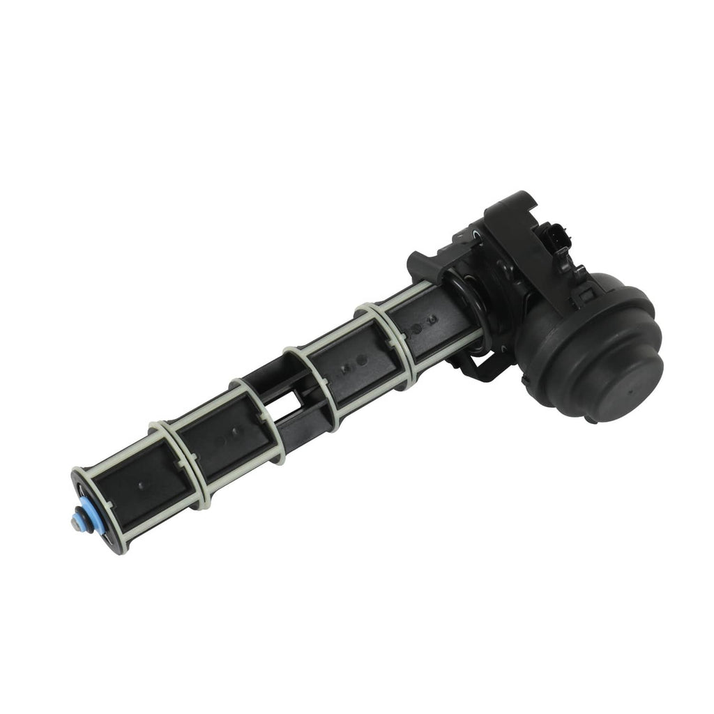 Intake manifold rotary valve assembly front view with gray connector and black actuator