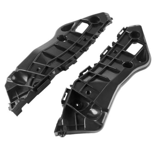 Set of two black front bumper bracket mount supports with mounting holes and clips