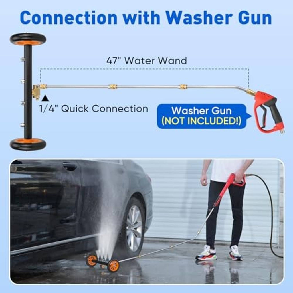 Undercarriage pressure washer wand with 47-inch water wand and 1/4 quick connection