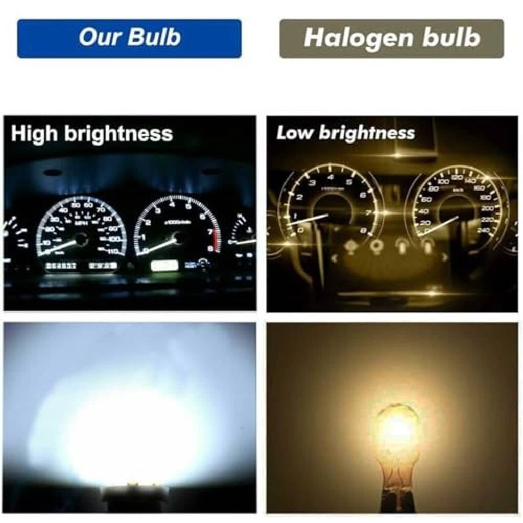 LED instrument cluster bulb brightness comparison with brighter white glow