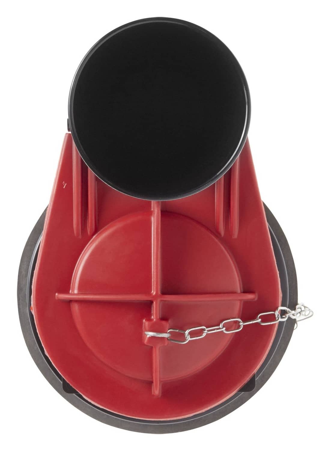 Flush valve kit with red housing and black circular valve cover