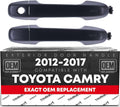 Set of two dark gray front exterior door handles with mounting posts and holes