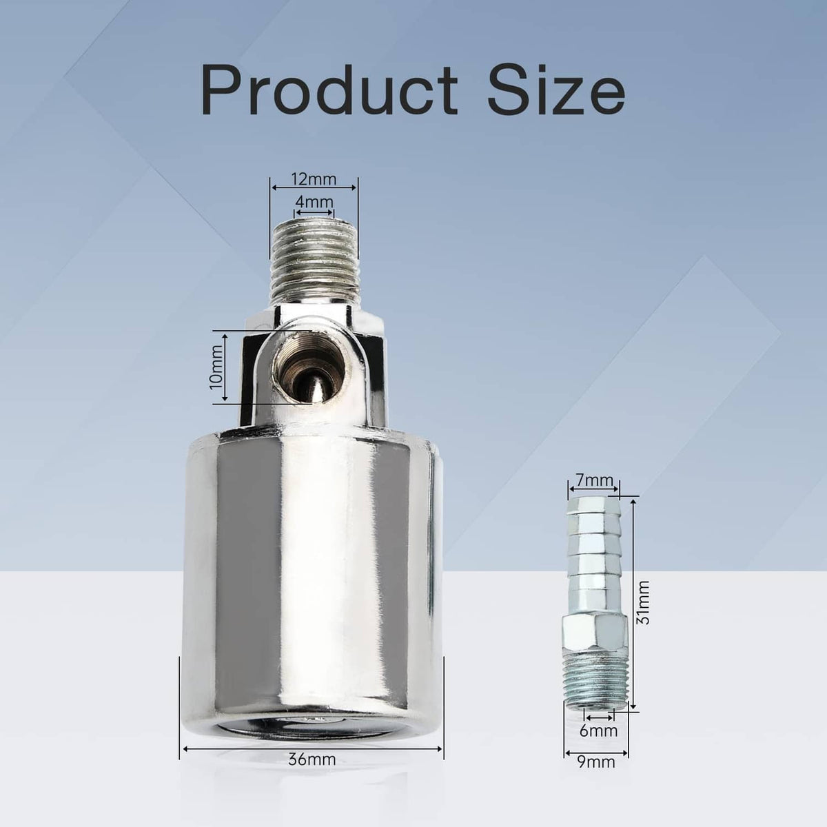 Chrome air horn solenoid valve with threaded inlet and side connector ports