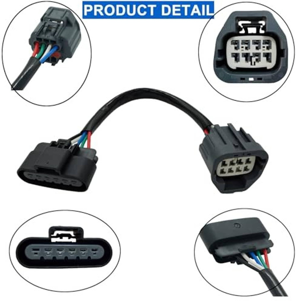 Headlight adapter wiring harness with detailed 8-pin and 6-pin multi-pin connector plugs