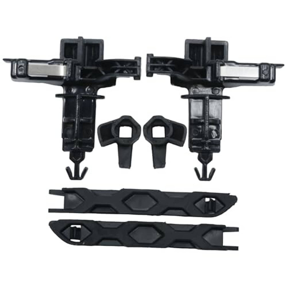 Black hood latch locking mechanism kit with two latch assemblies and side rails