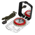 Outdoor orienteering map compass with sighting mirror, red bezel, and clear ruler