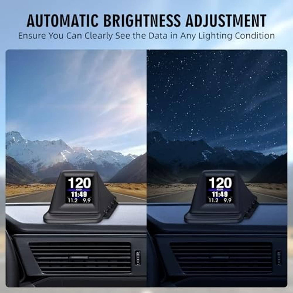 HUD speedometer with automatic brightness adjustment for day and night