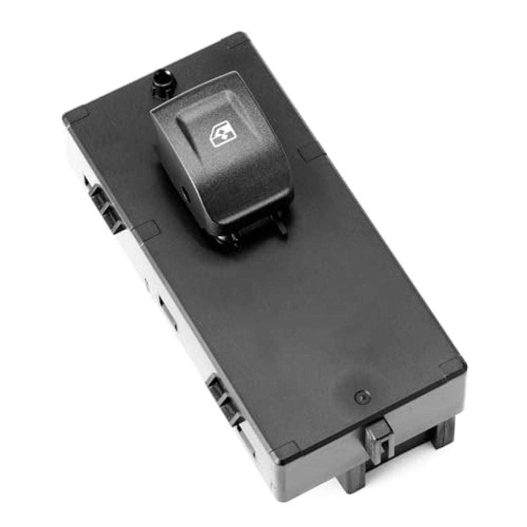 Black power window switch panel with window icon button from an angled view