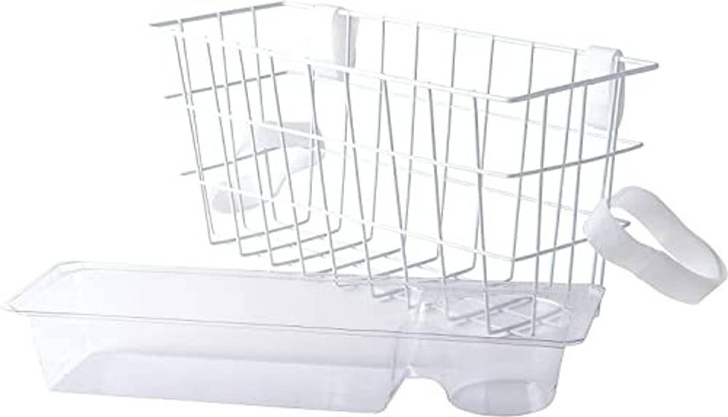 Walker wire basket with clear base tray and side handles for easy access