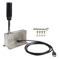 USB sequential shifter for sim racing with black cable, metal base, and mounting hardware