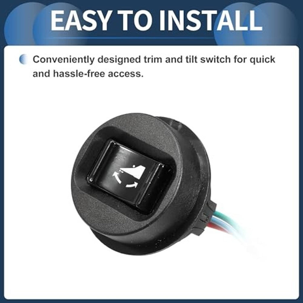 Black round trim and tilt switch with white arrow icon and black wire lead