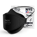 Black N95 respirator mask with head straps and textured face seal