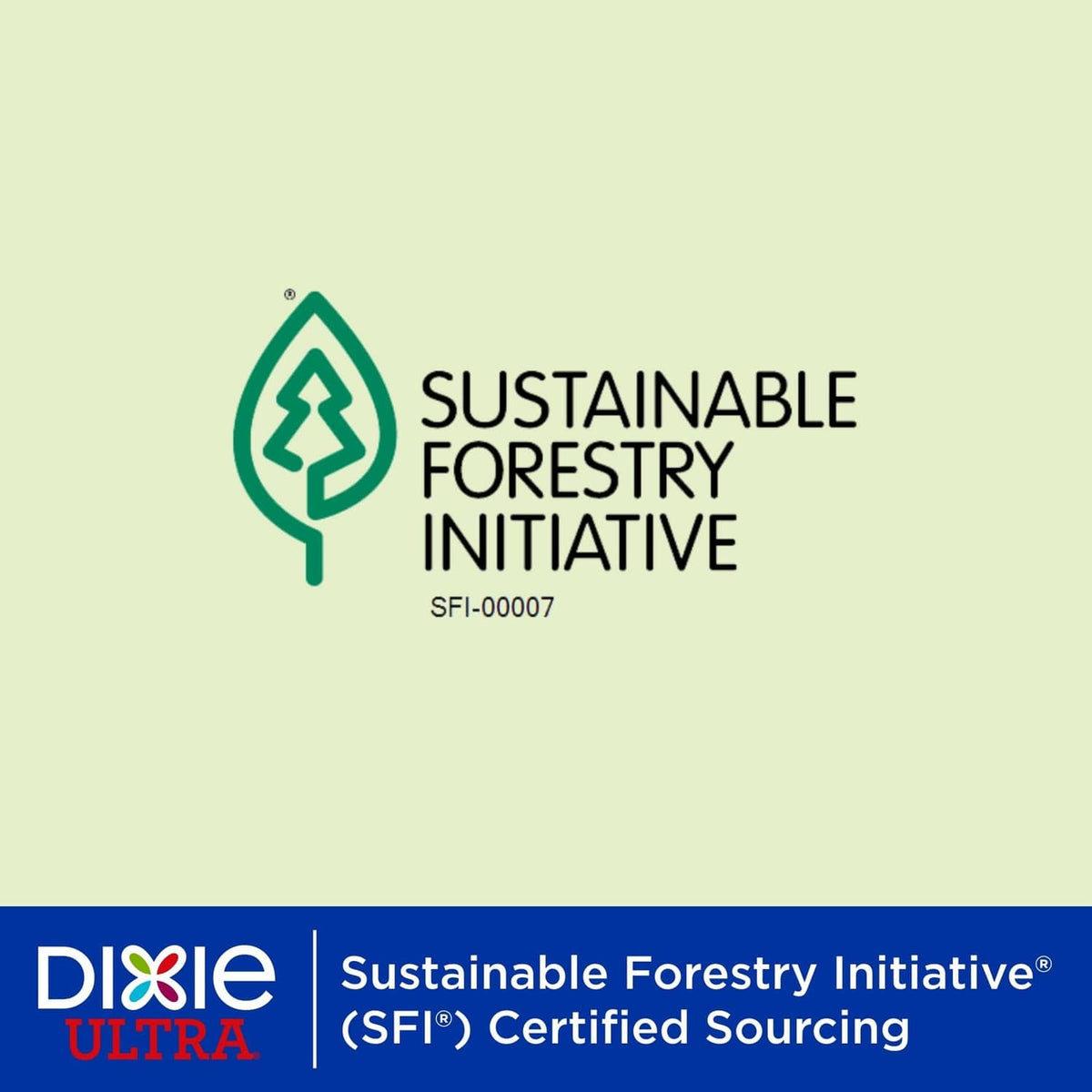 Sustainable Forestry Initiative (SFI) certified sourcing badge with Dixie ULTRA branding