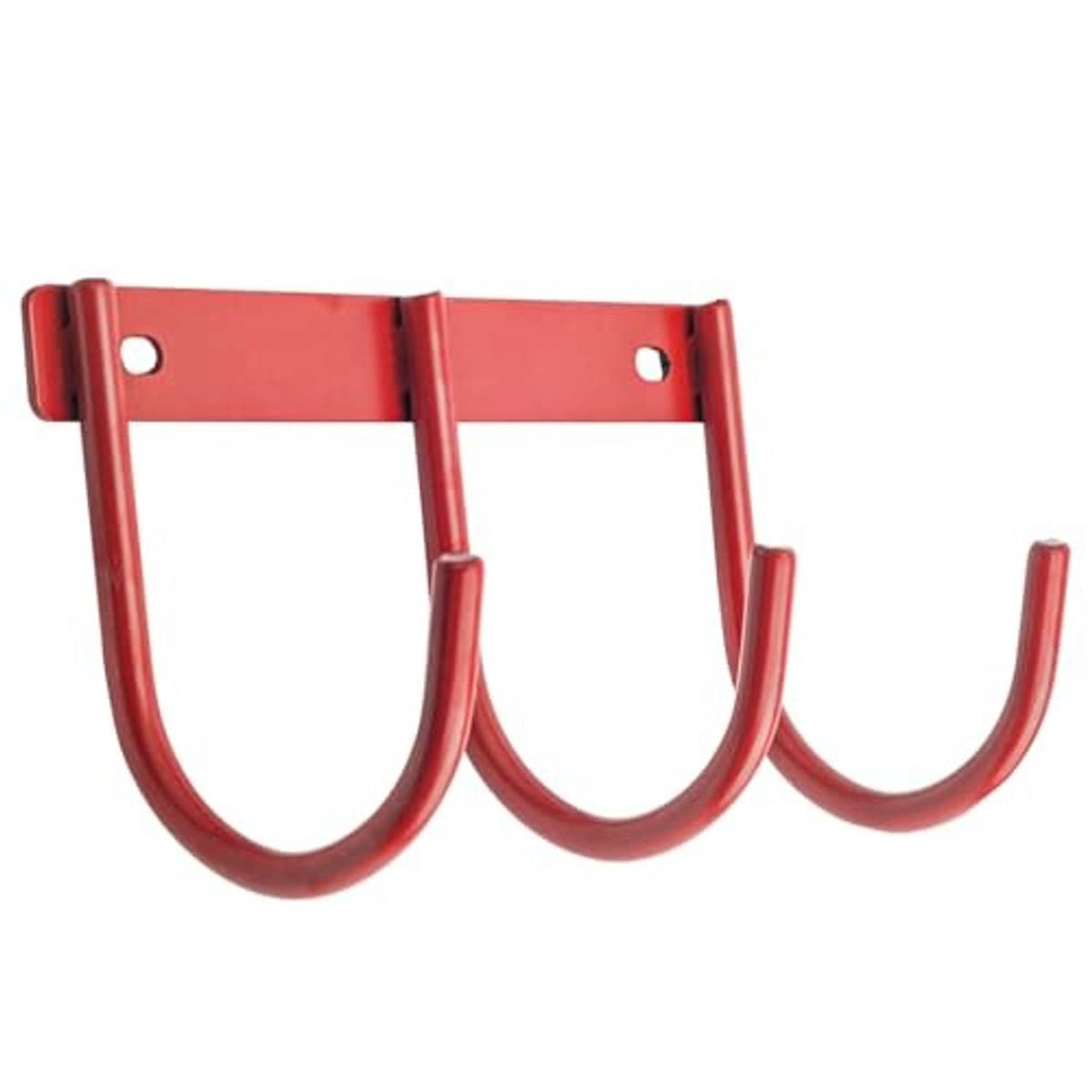 Red three-hook hanging rack with side brackets and round hooks
