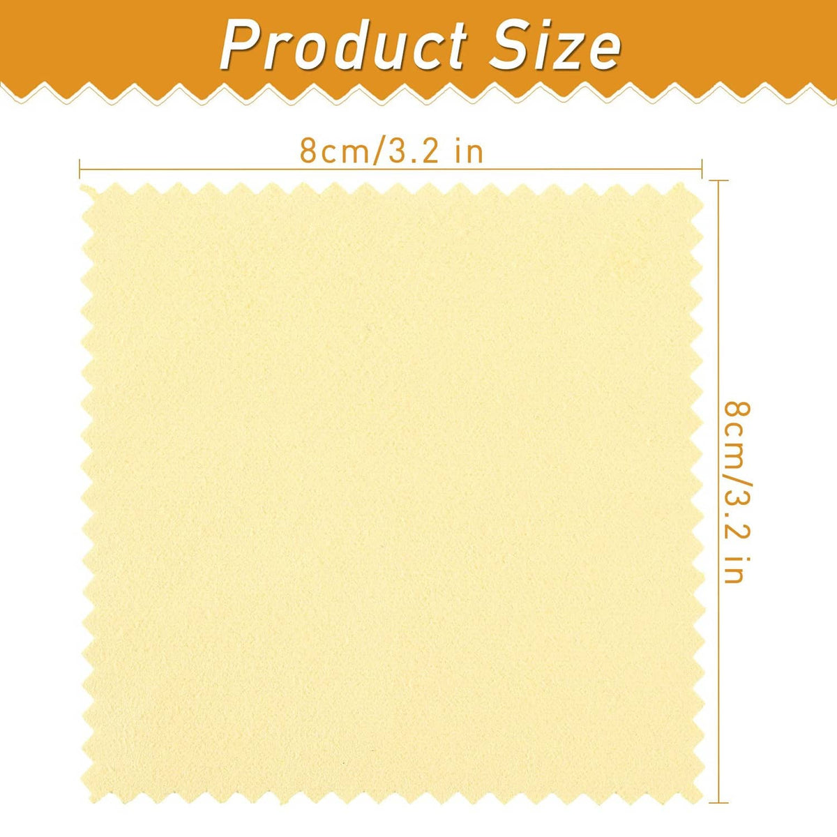 Yellow jewelry cleaning cloth square with serrated zigzag edges