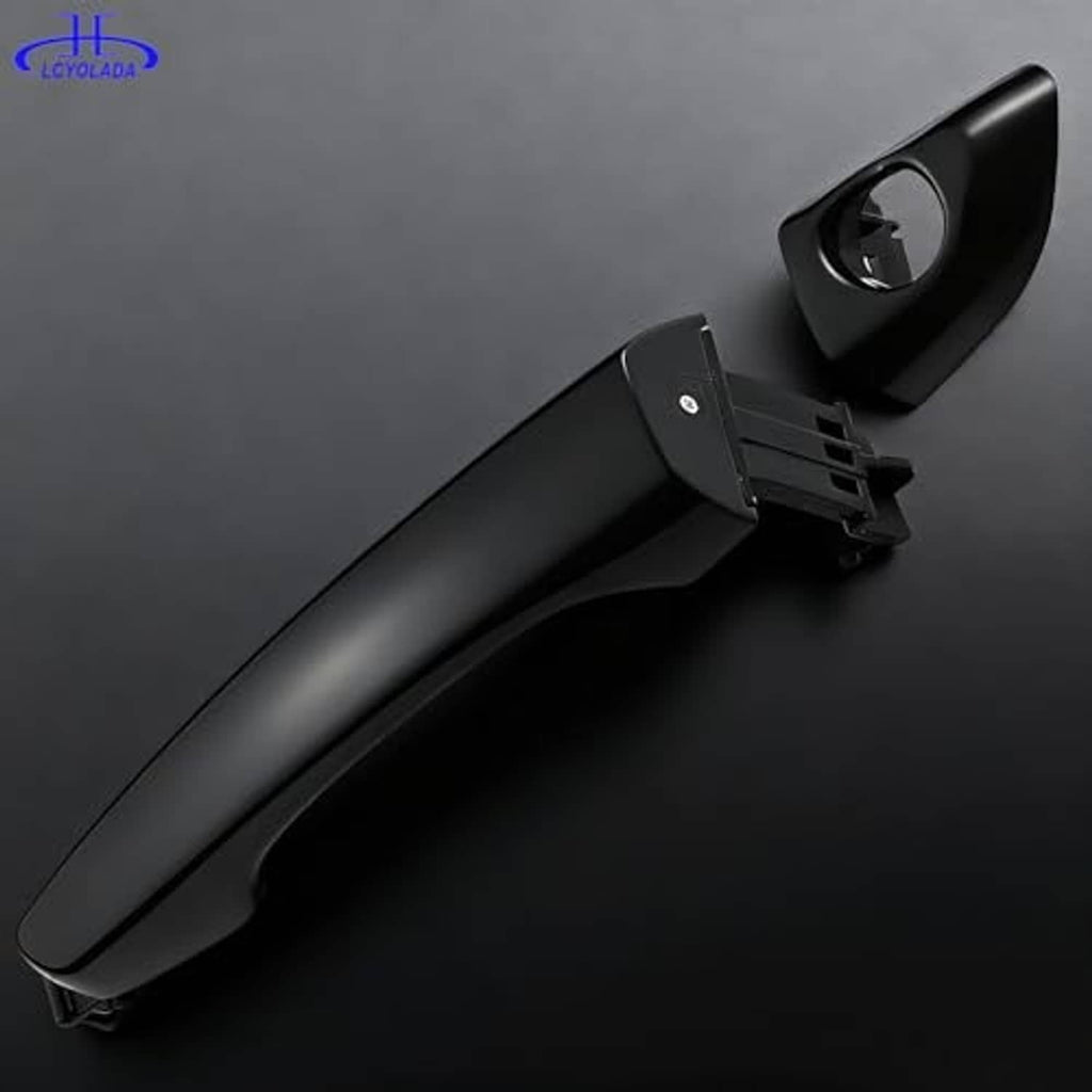 Front left exterior door handle with keyhole bezel and visible mounting tabs