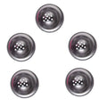Five stainless steel pipe bowl screens, round 12-hole perforated discs