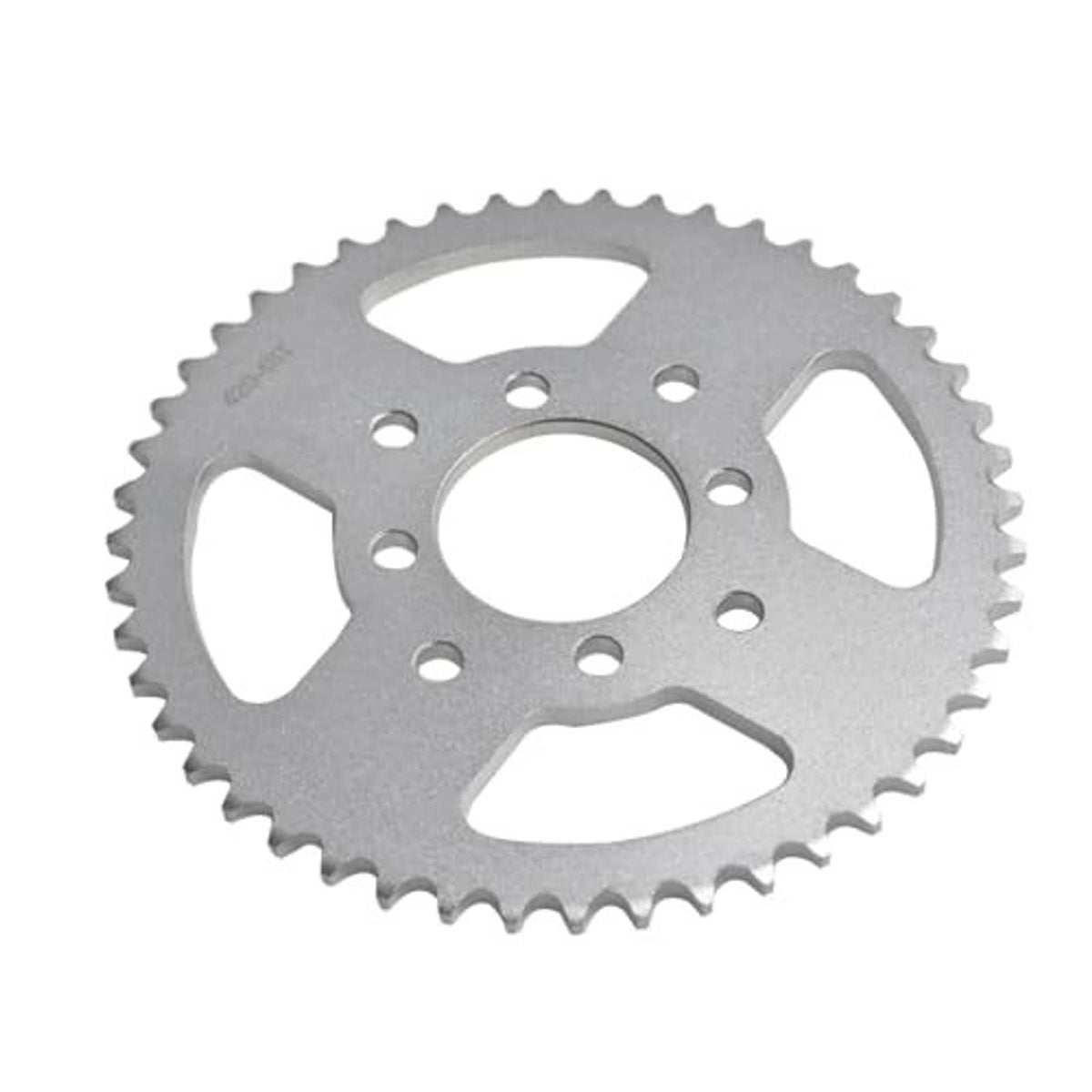 Steel 48-tooth sprocket with 8 mounting holes, silver-gray finish