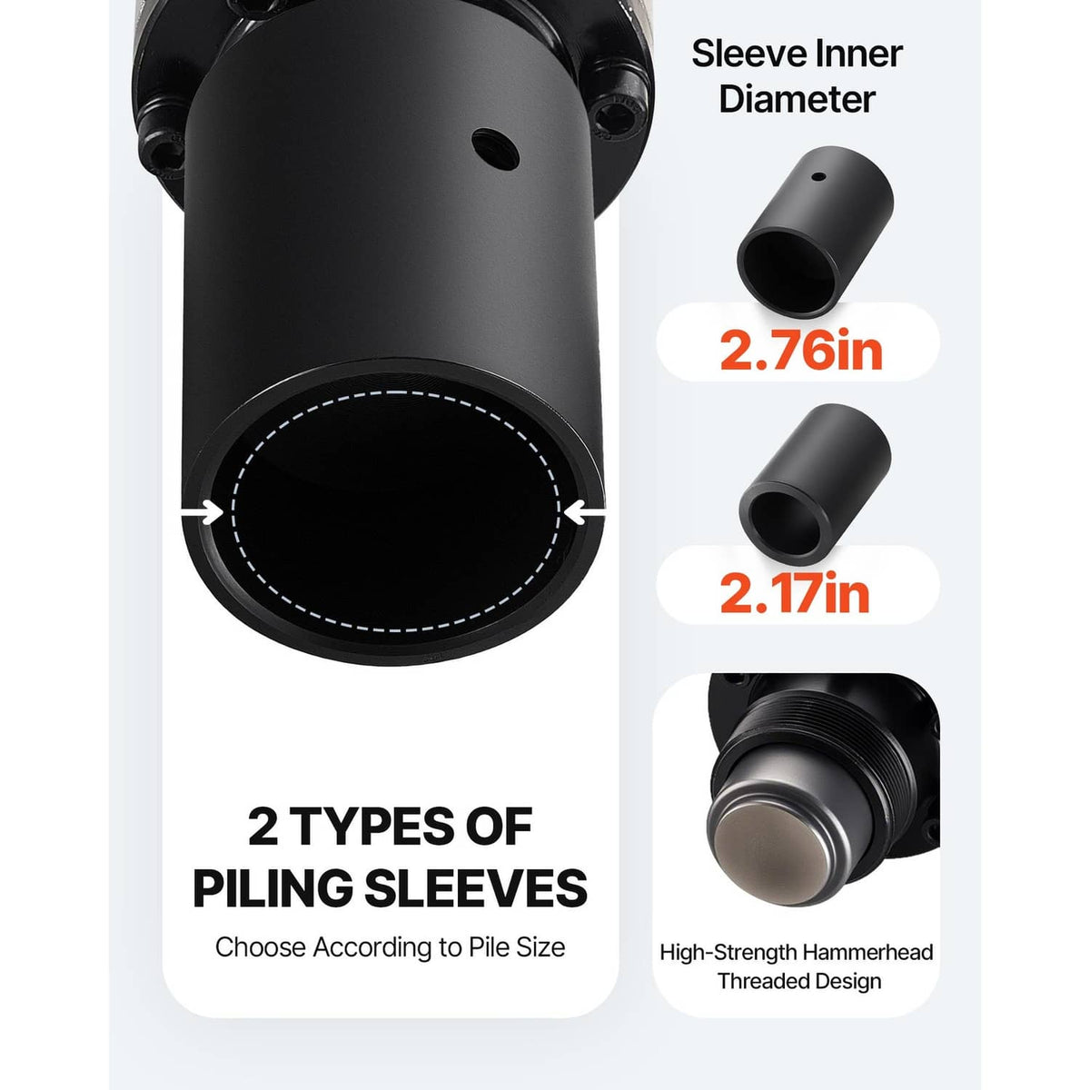 Black piling sleeves with inner diameter options for fence post driver