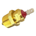 Brass electric fan thermostat relay switch with red temperature sensor cap and mounting tab