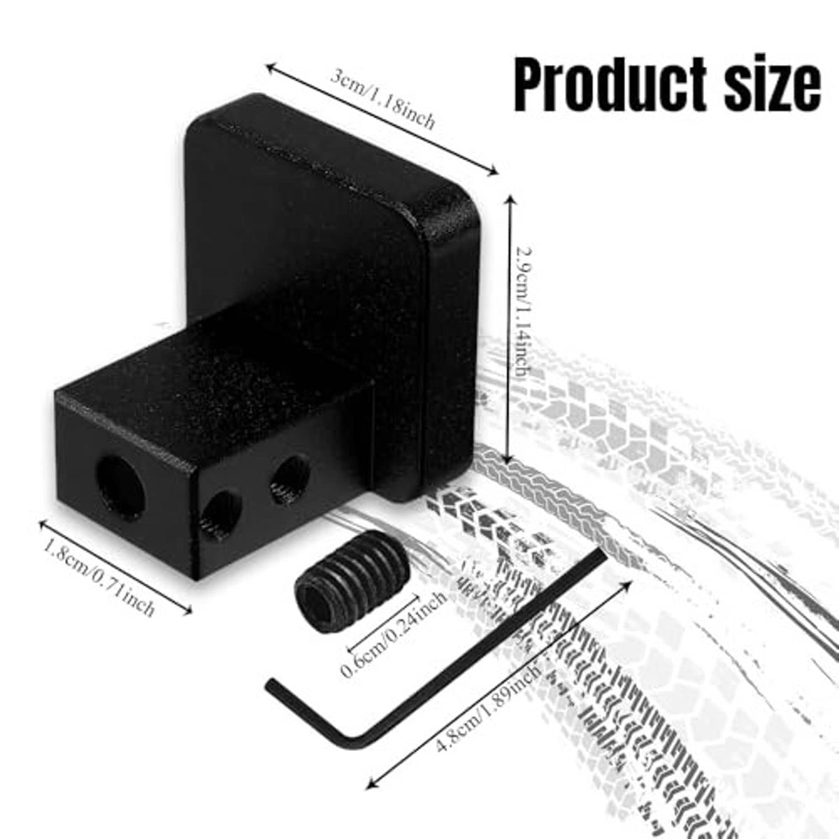 Black hood latch release handle block with mounting holes, bolts, and hex key
